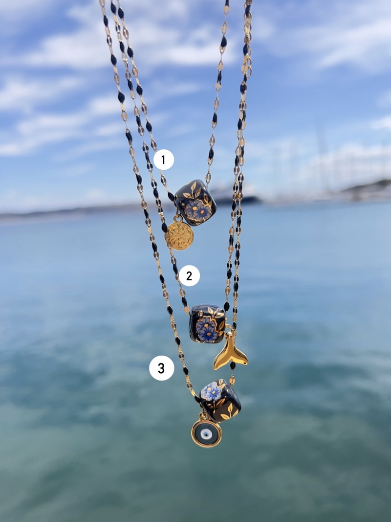 Black & Gold Cube Necklace