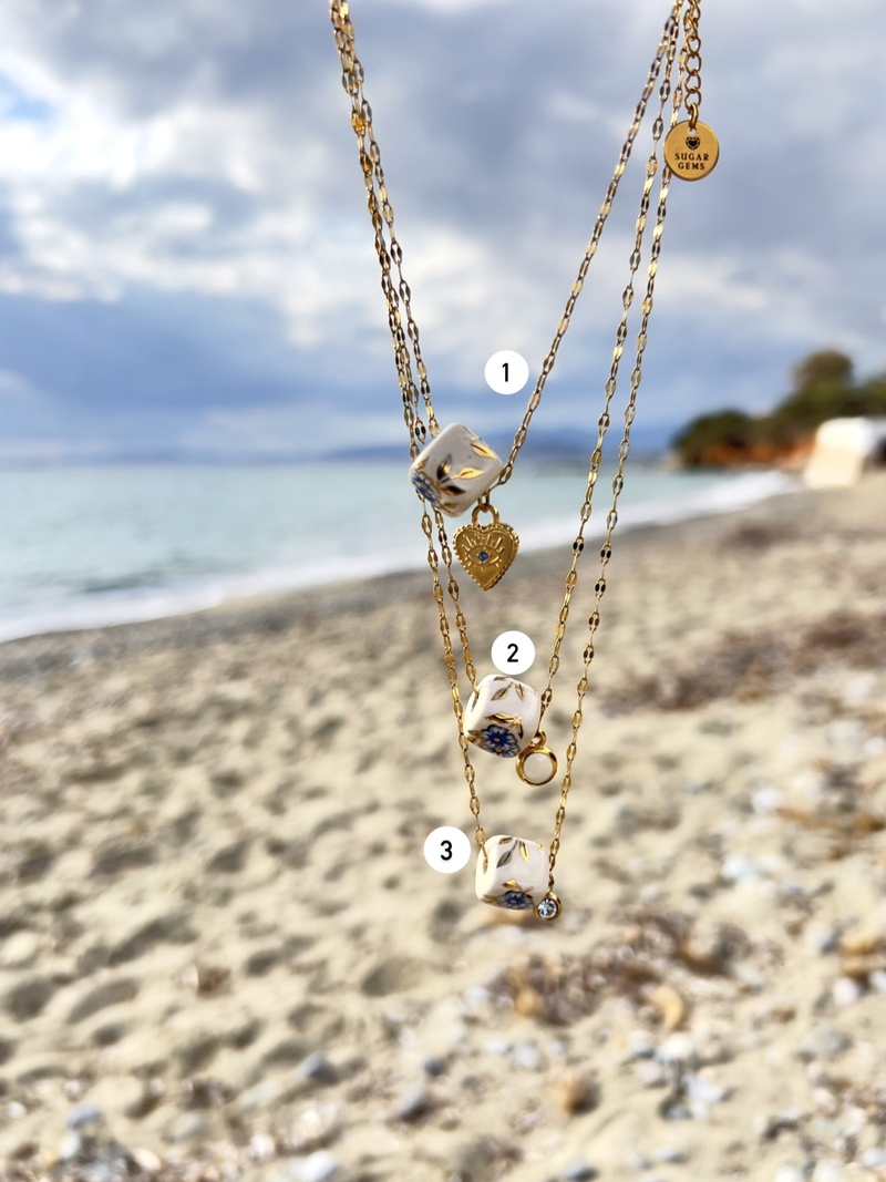 Beige & Gold Cube Necklace