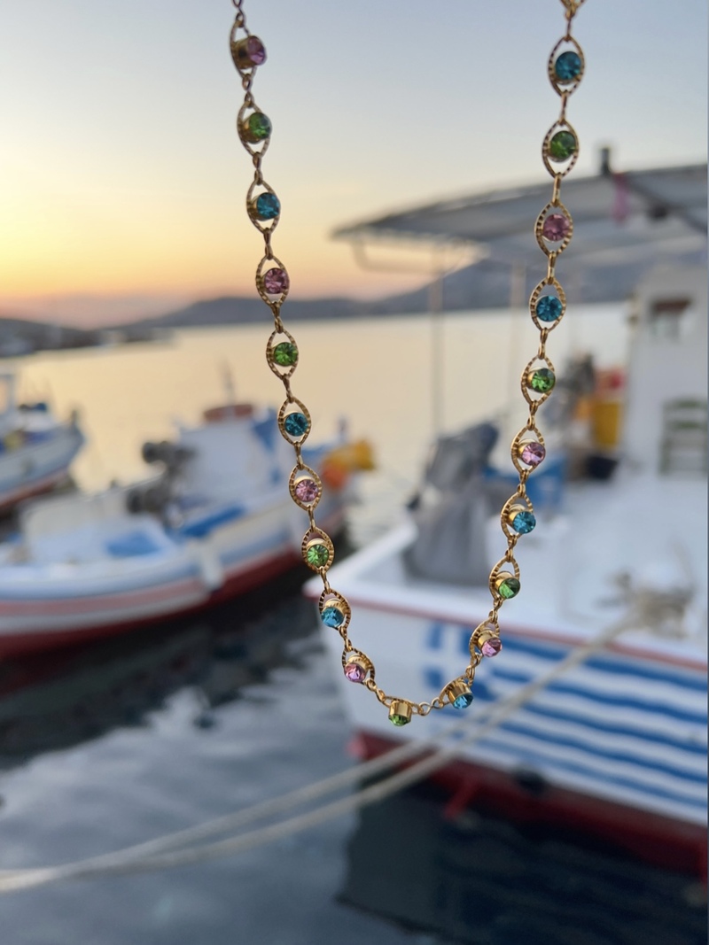 Gold Colorful Eyes Choker