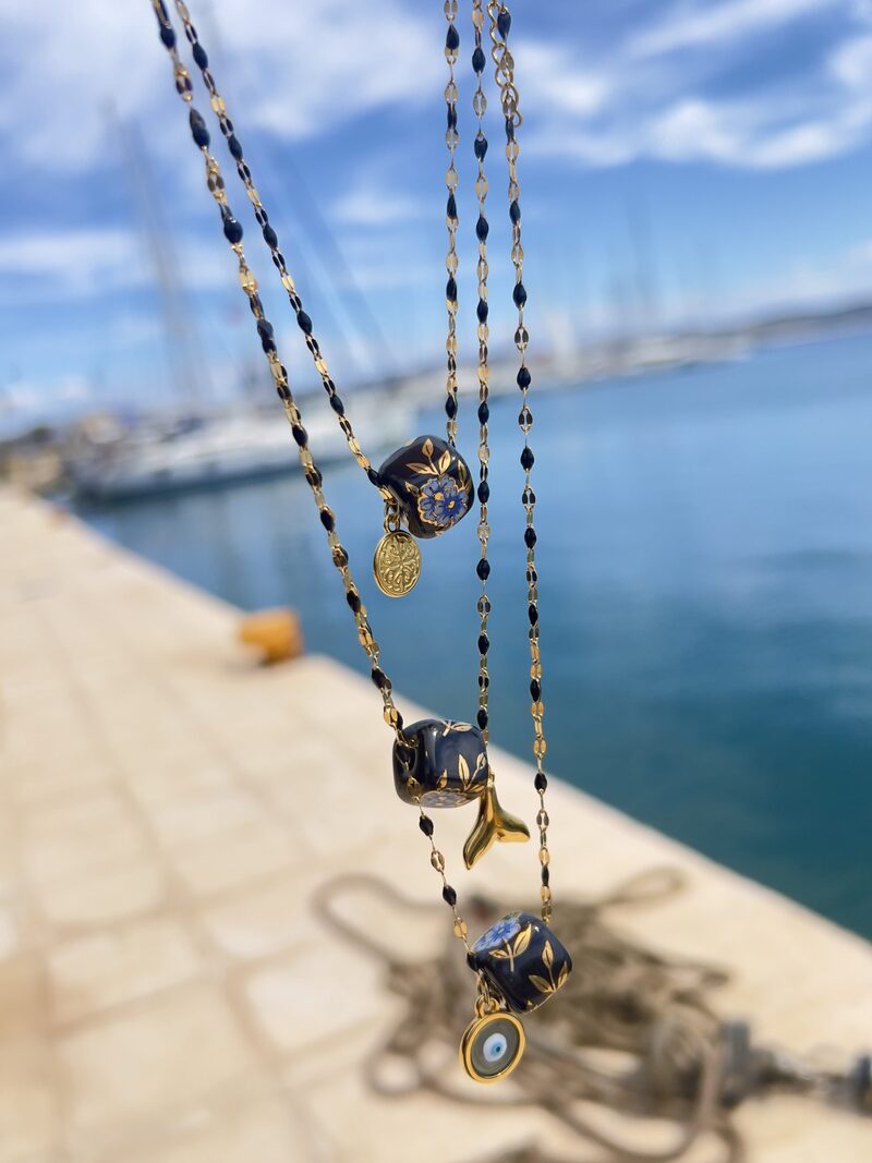 Black & Gold Cube Necklace