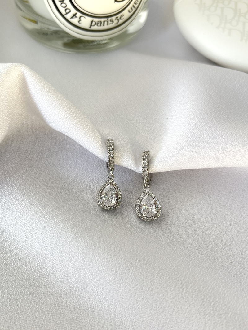 Silver Crystal Teardrop