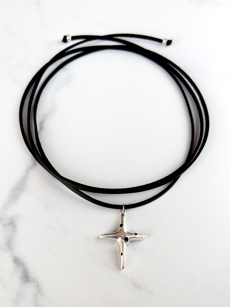 Silver Cross Choker