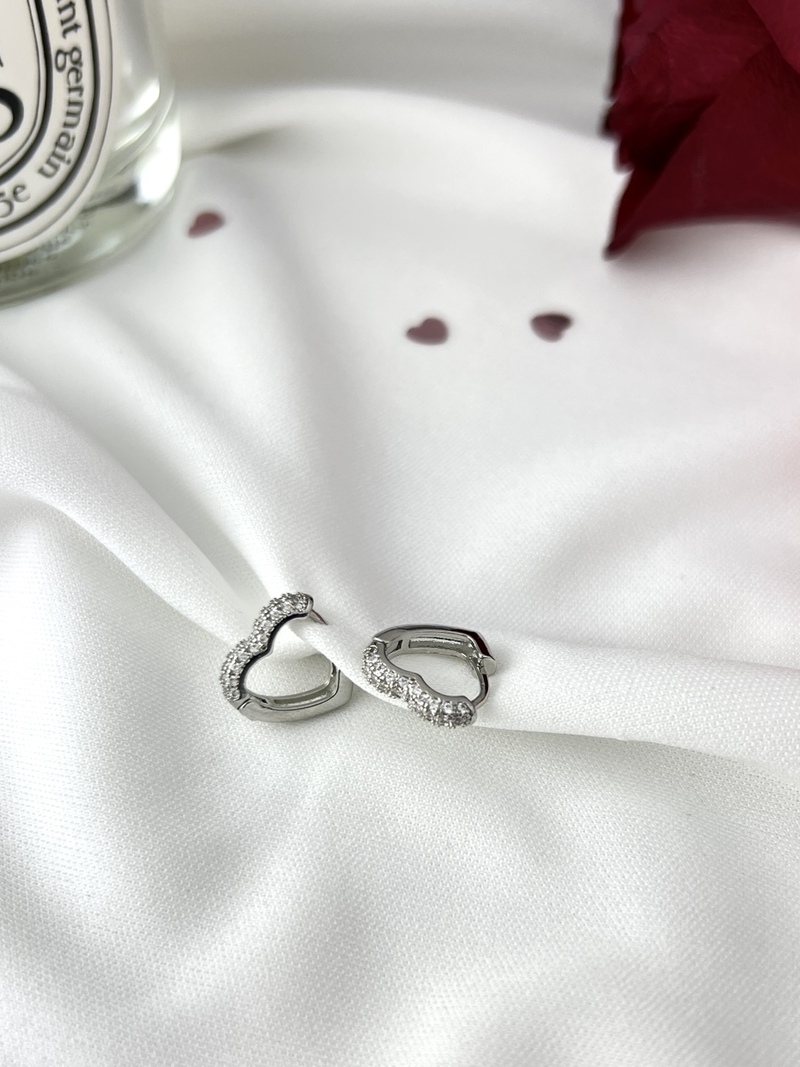 Heart Silver Hoops
