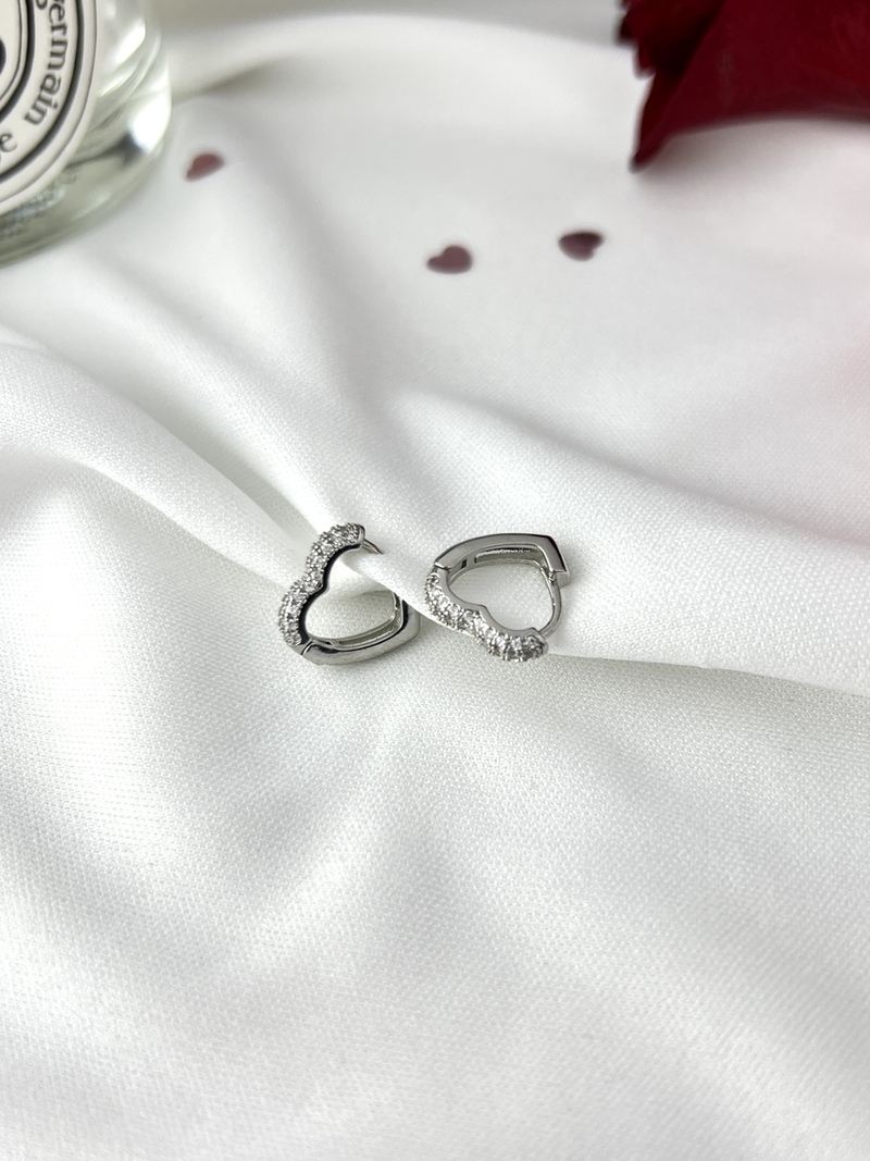 Heart Silver Hoops