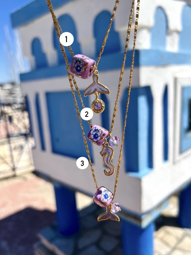 Lilac Ceramic Cubes Necklace