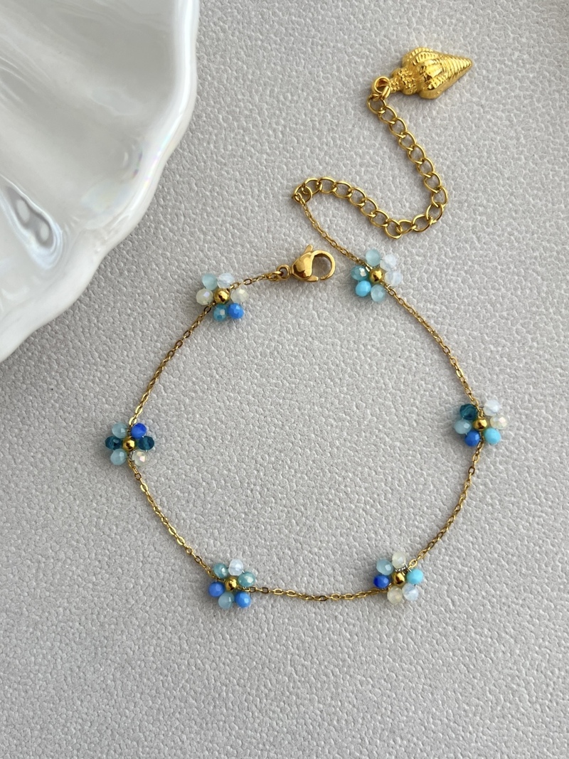 Bleu Daisies Anklet