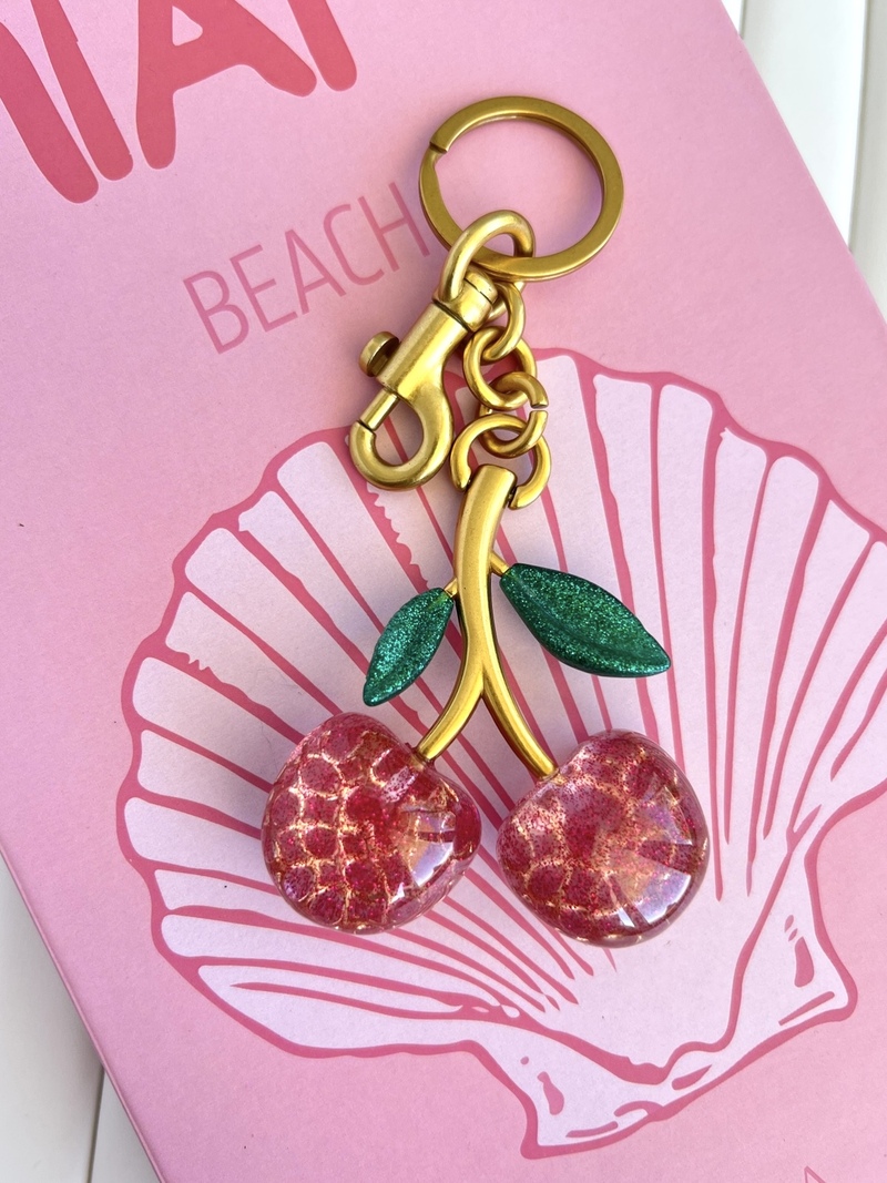 Pink Cherry Keychain