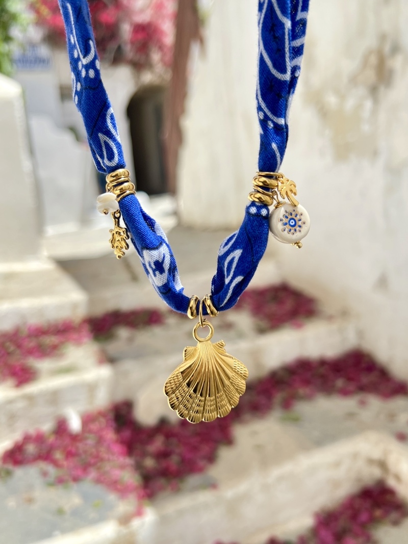 Navy Bandana Necklace