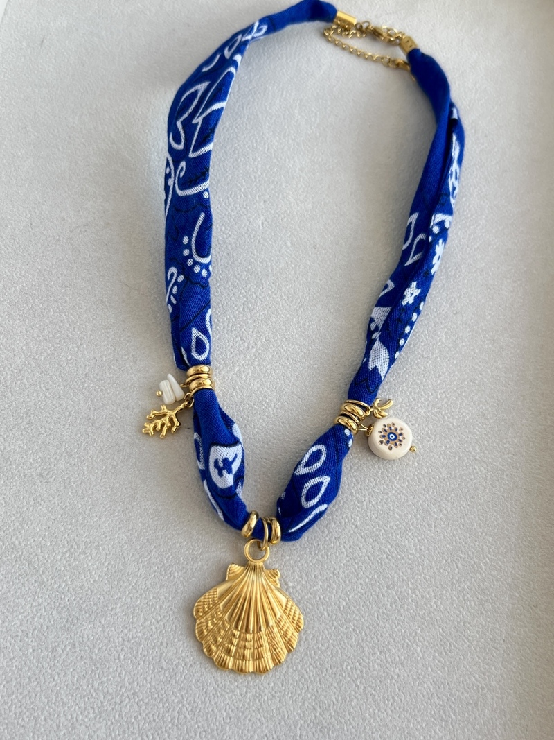 Navy Bandana Necklace
