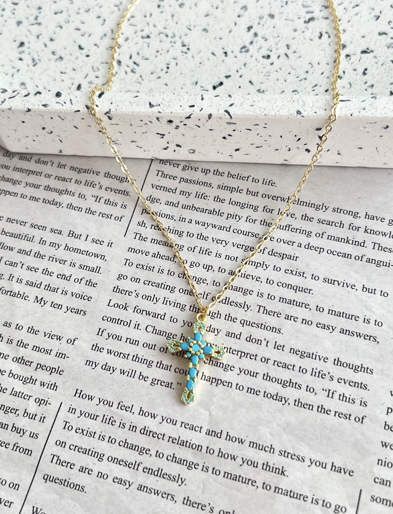 Screenshot Aqua Cross Necklace - Image 1